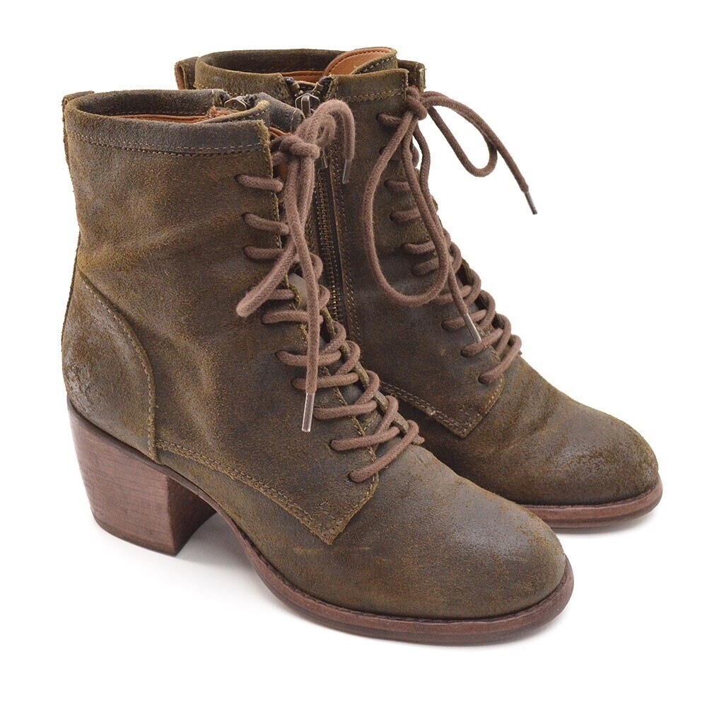 Patricia Nash Sicily Brown Zip Lace Up Combat Boot 6 M